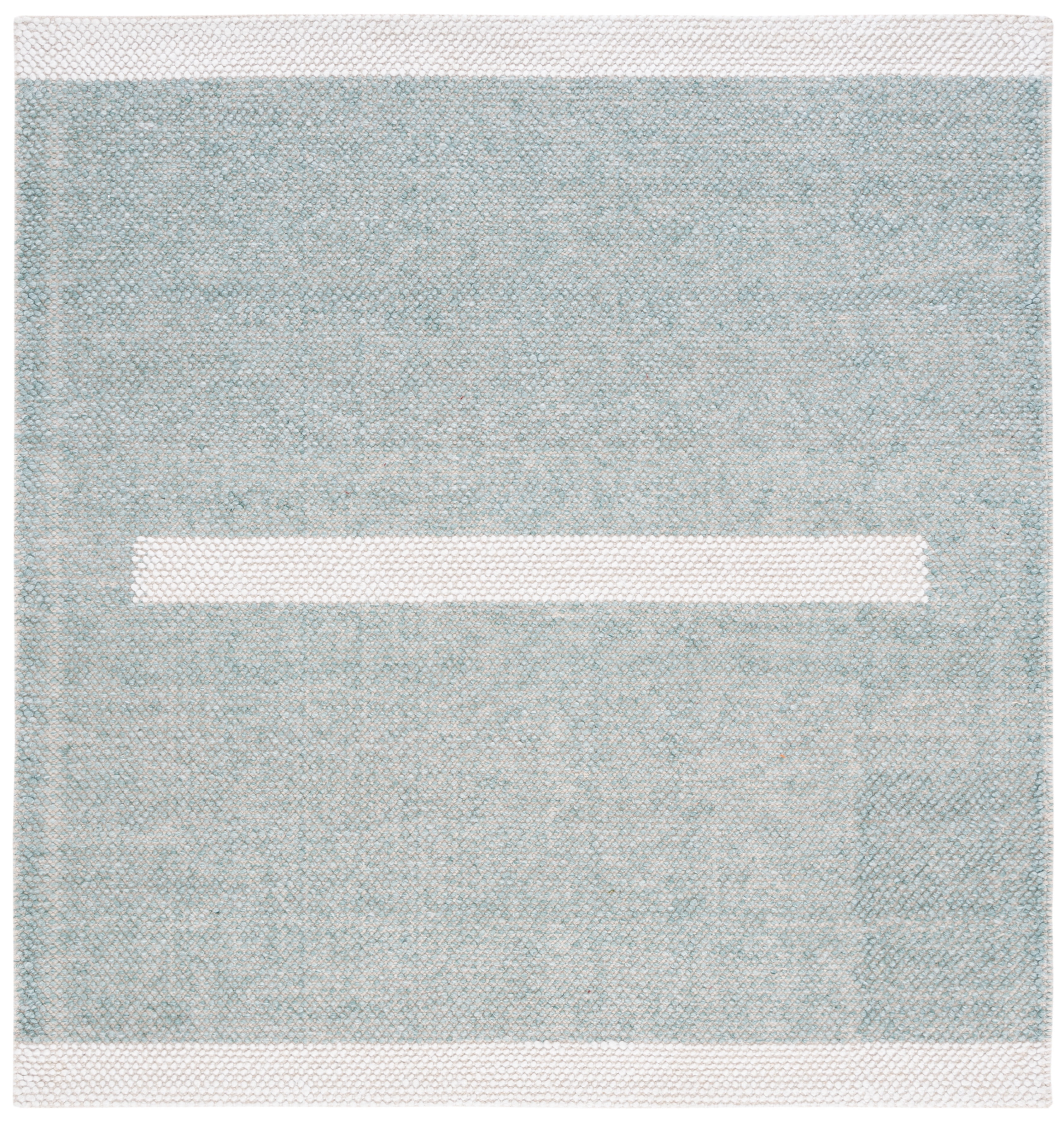 SAFAVIEH Natura Marina Striped Wool Area Rug, Turquoise/Ivory, 6' x 6' Square
