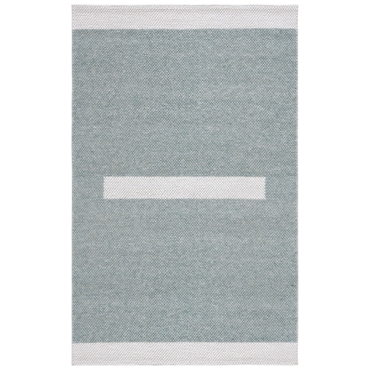 Handmade Turquoise and Ivory Wool Flat Woven 8' x 10' Area Rug