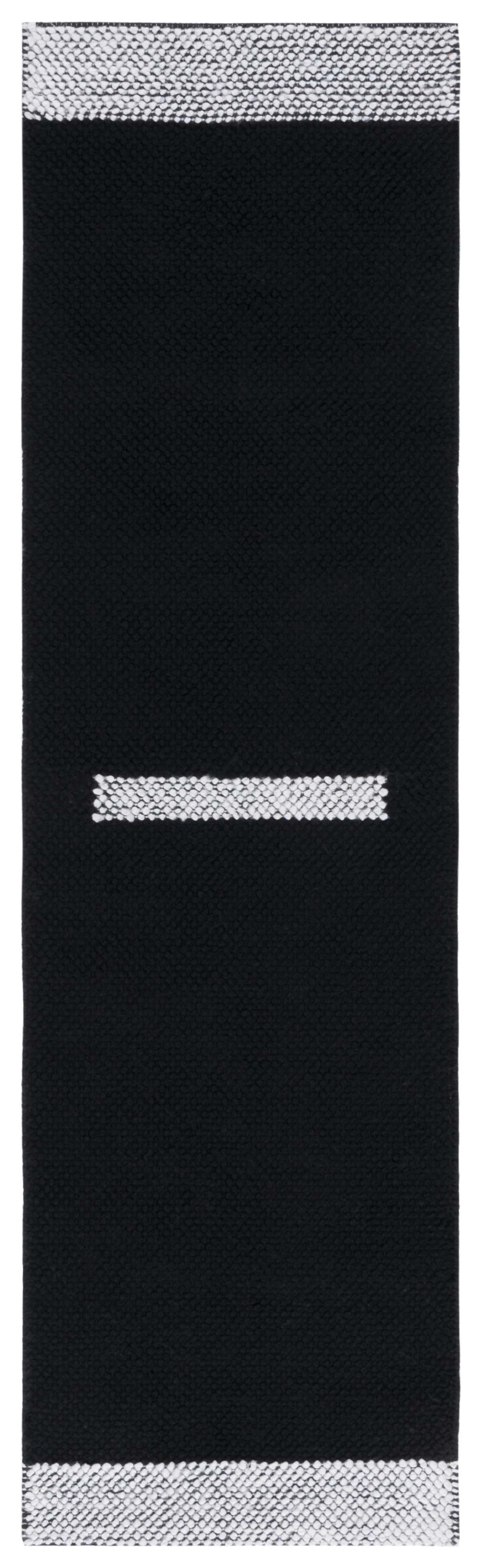 SAFAVIEH Natura Marina Striped Wool Runner Rug, Black/Ivory, 2'3" x 8'