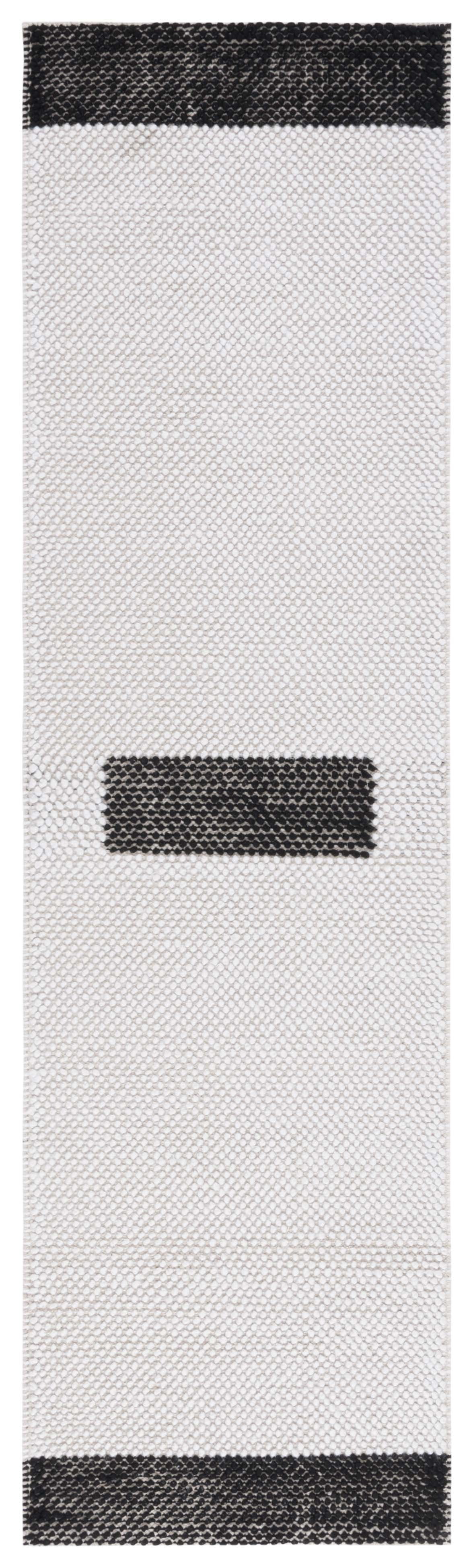 Handmade Black and Ivory Wool Flat Woven Runner Rug