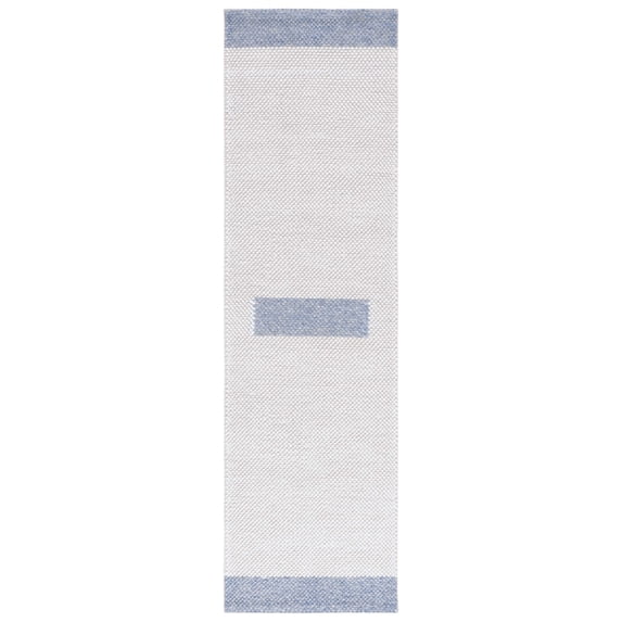 SAFAVIEH Natura Marina Striped Wool Runner Rug, Ivory/Blue, 2'3" x 8'