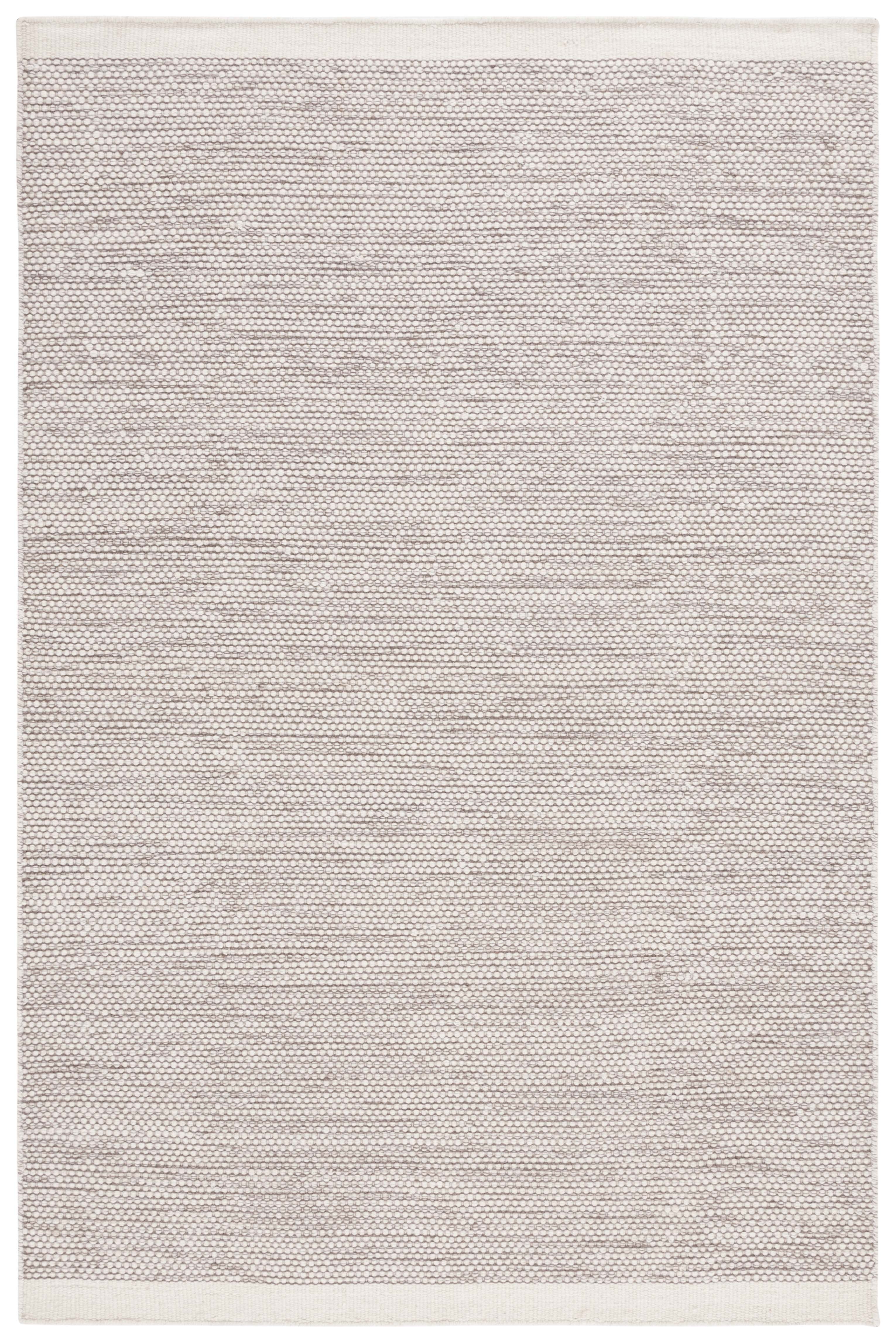 Ivory and Brown Braided Hand-Tufted Wool 6' x 9' Rug