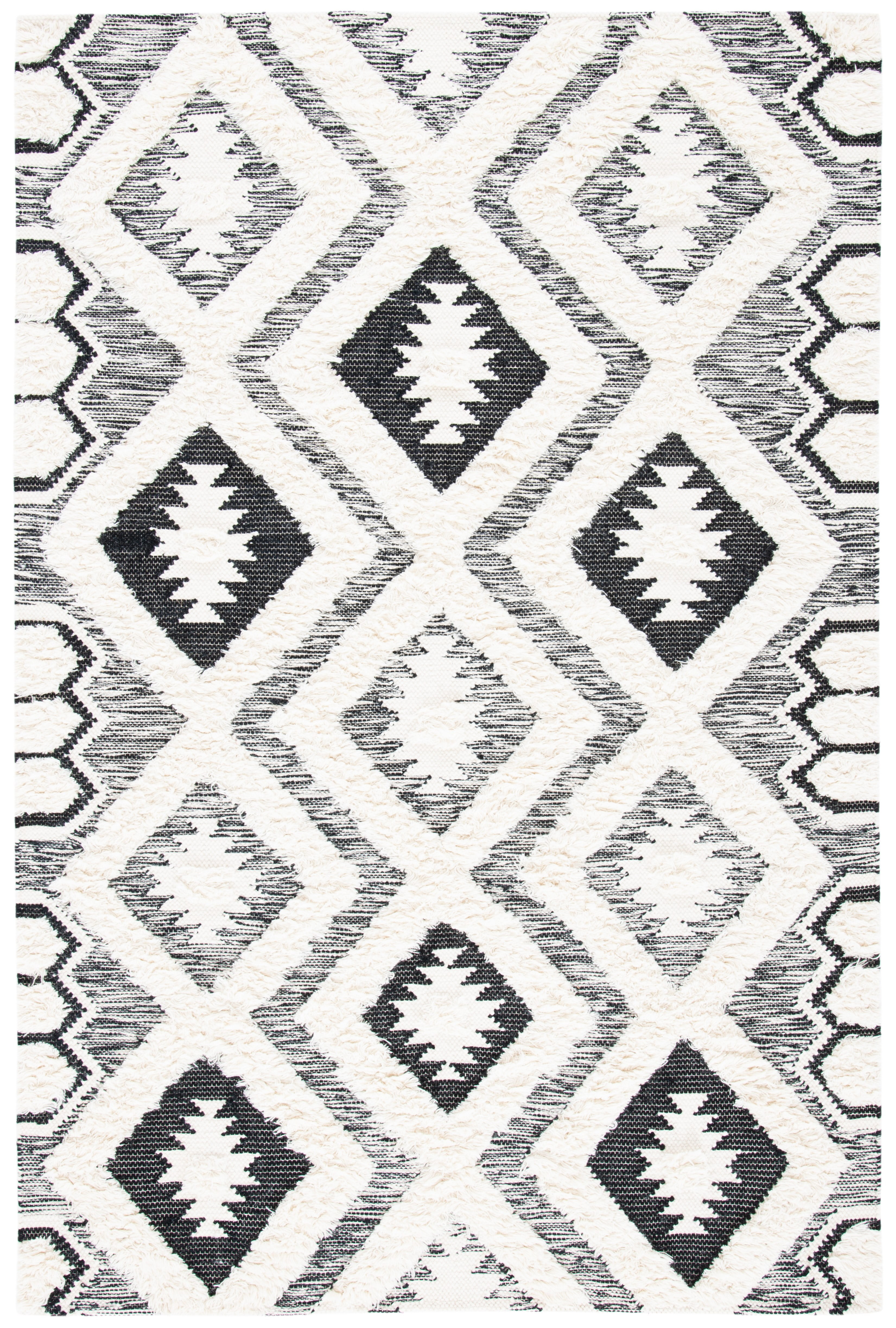 SAFAVIEH Natura Miah Geometric Wool Area Rug, Ivory/Black, 5' x 8'