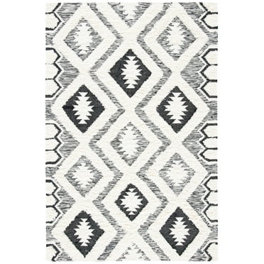 SAFAVIEH Natura Miah Geometric Wool Area Rug, Ivory/Black, 8' x 10'