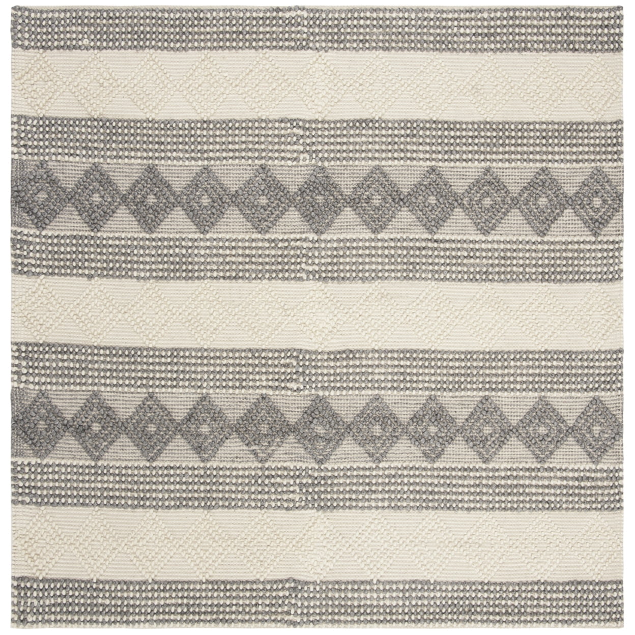 Safavieh 4' Square Gray and Ivory Handwoven Wool Area Rug