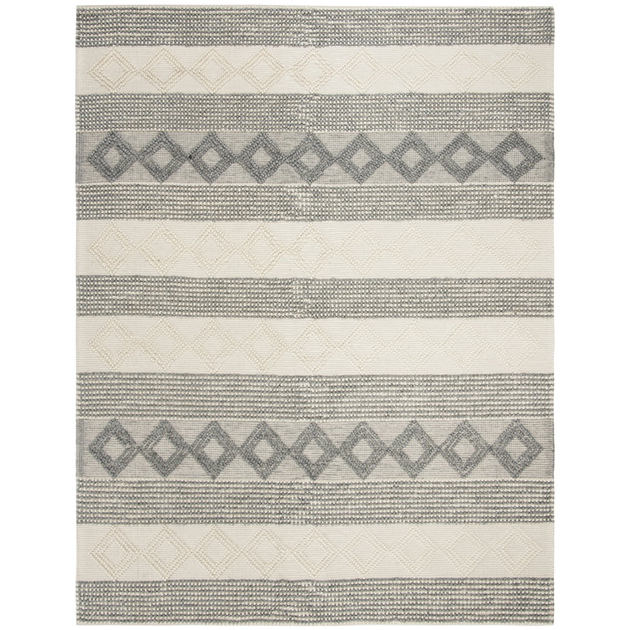 Handmade Gray and Ivory Wool Flat Woven Accent Rug