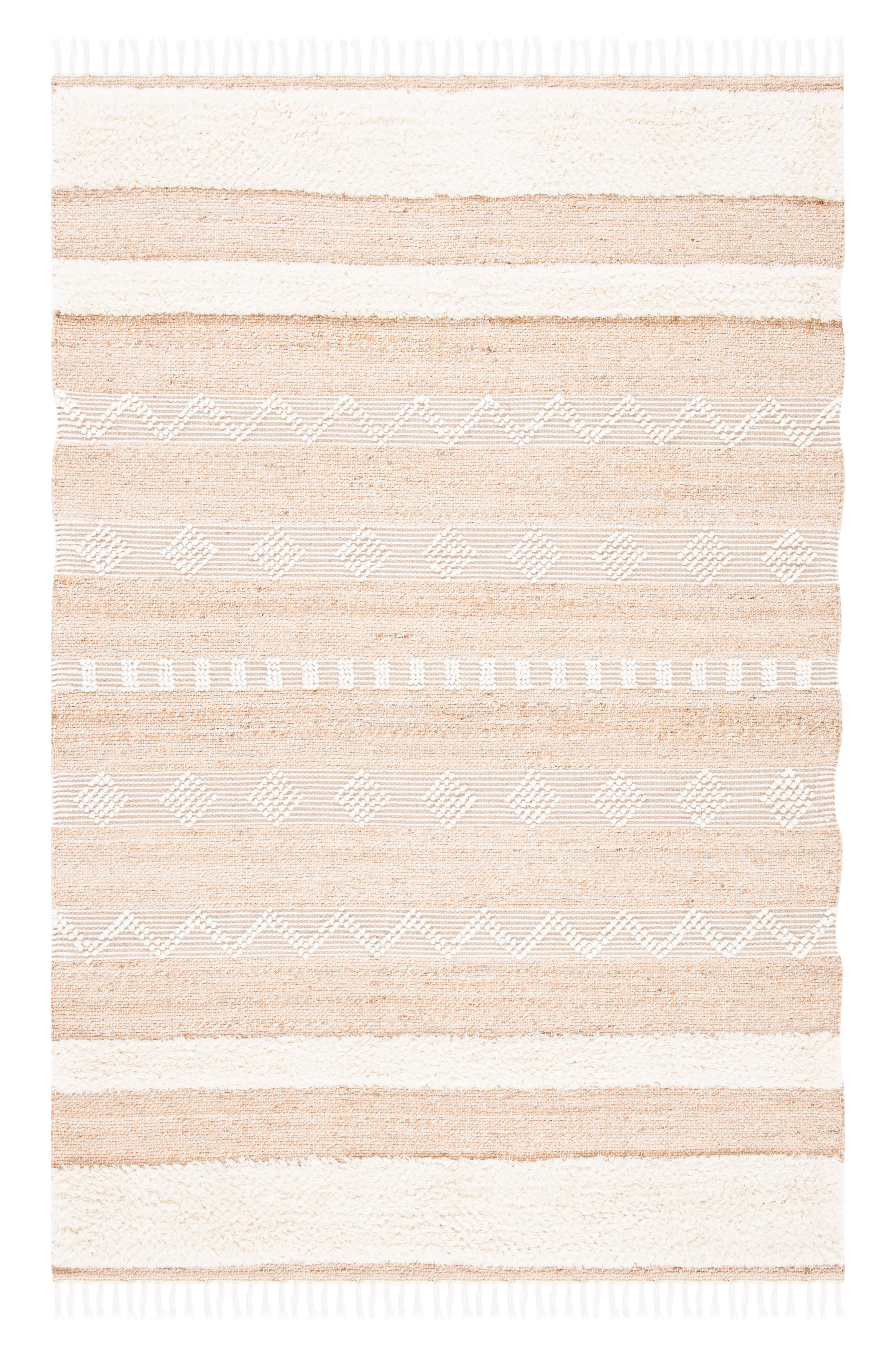 Ivory and Natural Handwoven Wool Area Rug, 3' x 5'