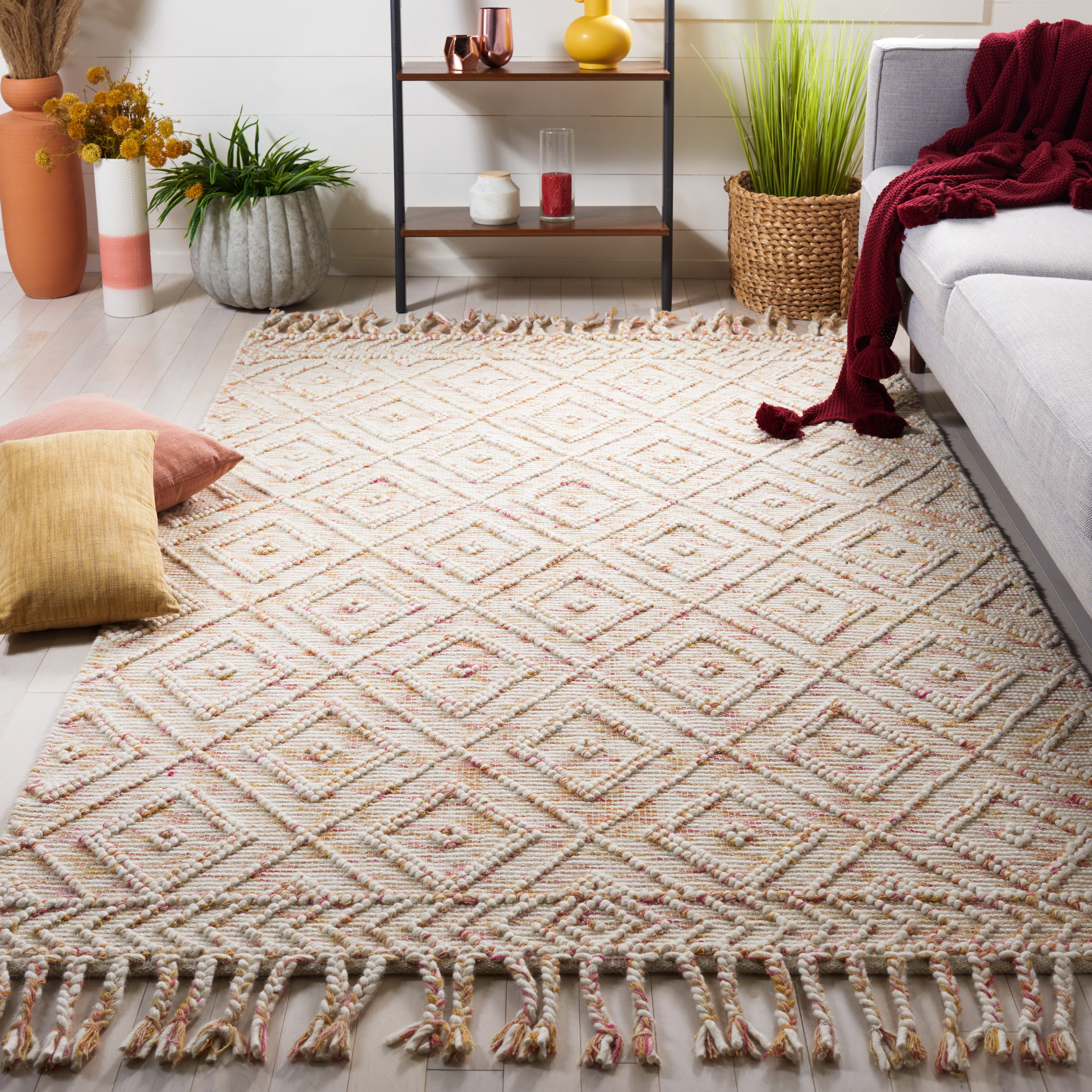 Safavieh Natura Paolo Diamond Area Rug, Ivory/Red, 6' x 6' Square