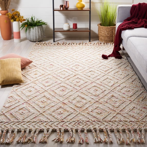 Safavieh Natura Paolo Diamond Area Rug, Ivory/Red, 6' x 6' Square