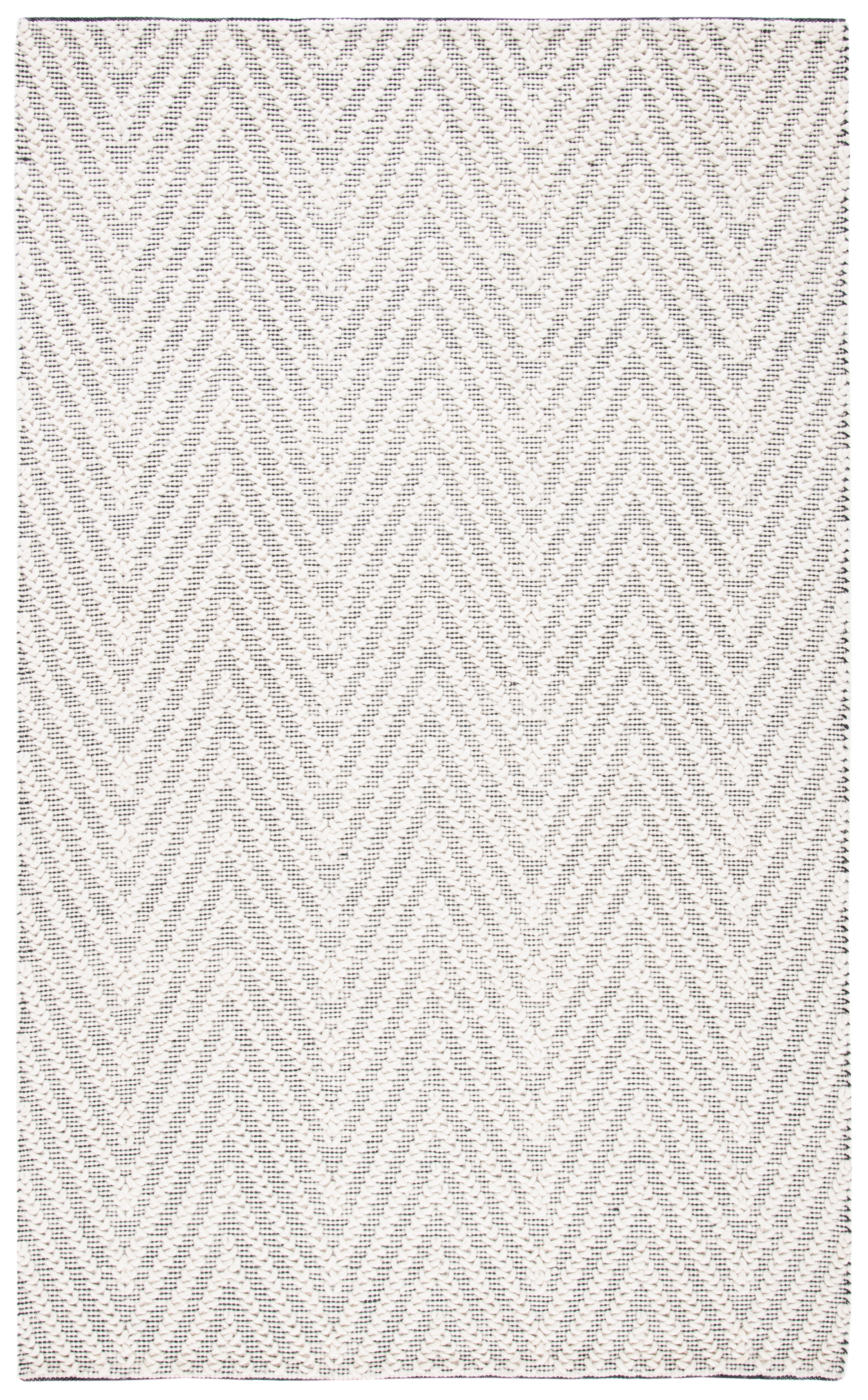 Natura Ivory and Black Hand-Tufted Wool 4' x 6' Area Rug