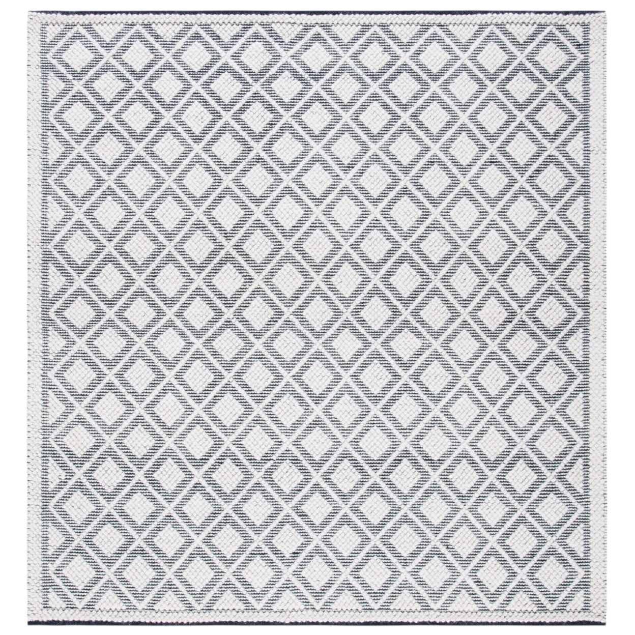 Handwoven Black and Ivory Braided Wool 6' Square Rug