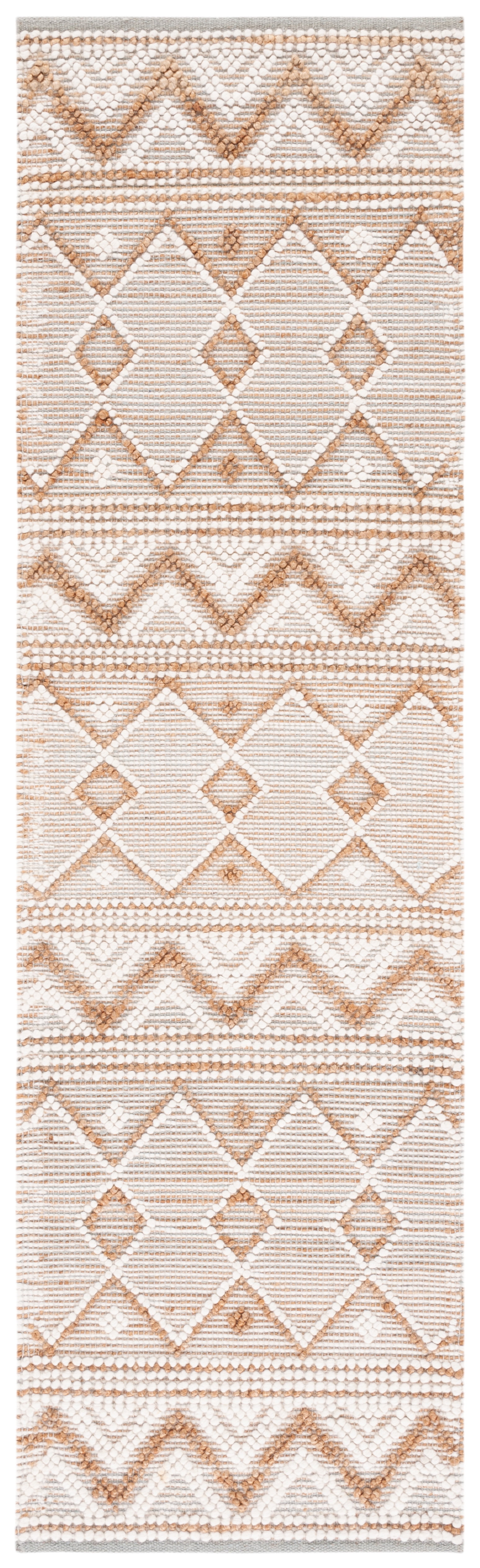 Ivory and Natural Hand-Tufted Wool Runner Rug