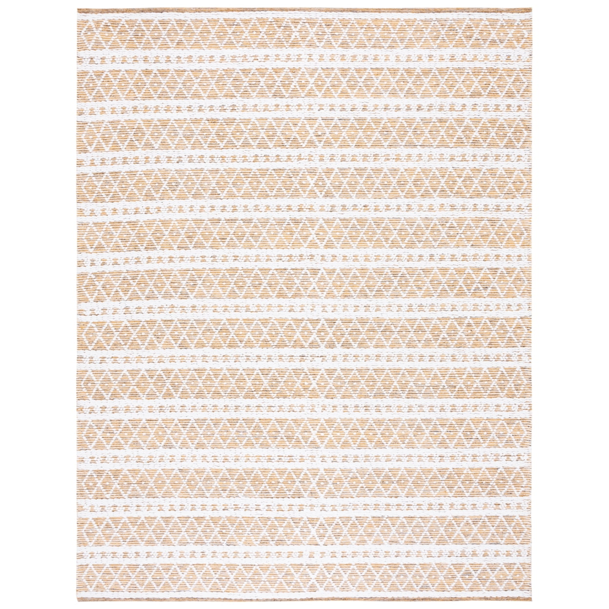 Handwoven Gold and White Rectangular Cotton Area Rug 8' x 10'