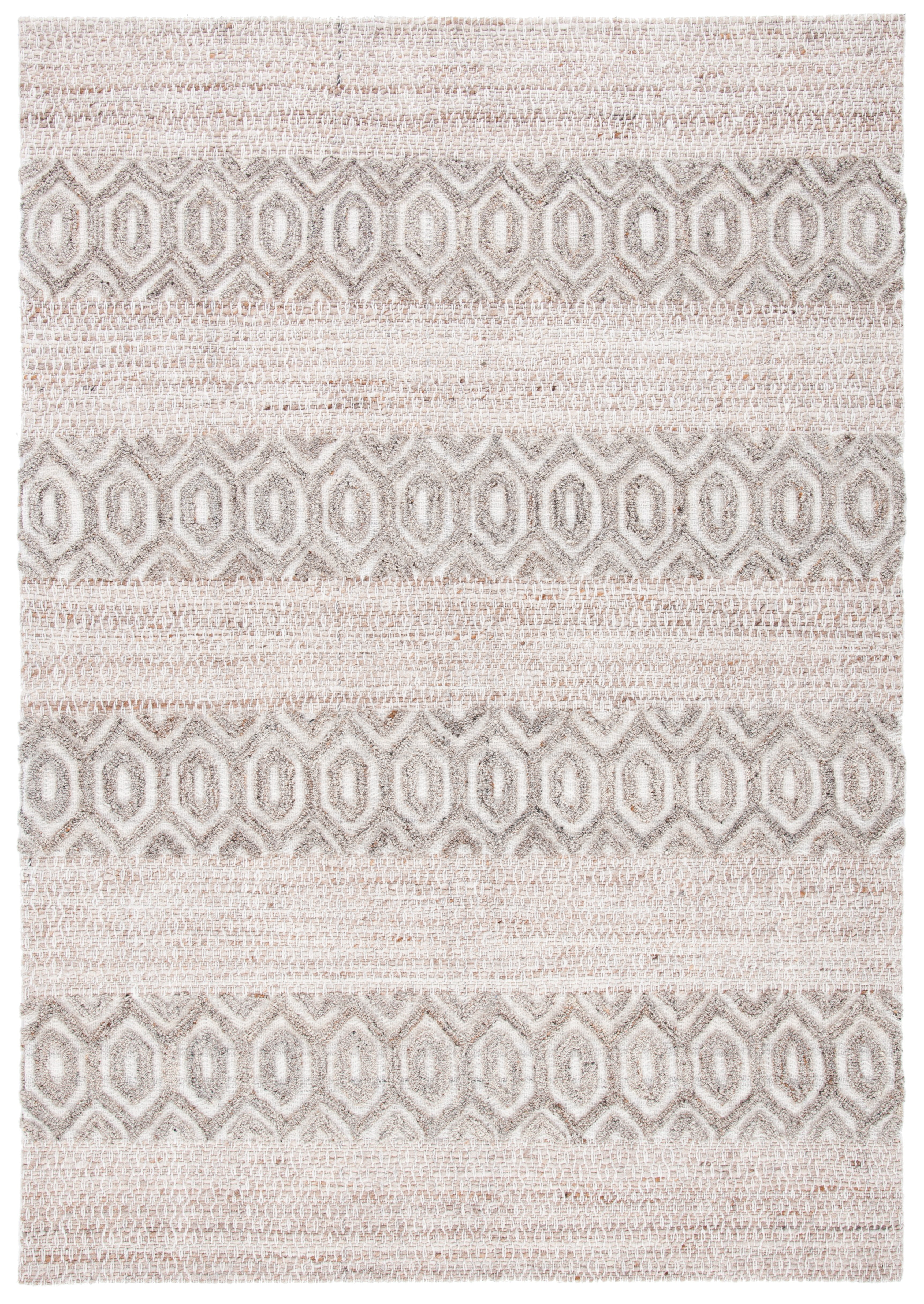 Ivory and Beige Handwoven Wool Area Rug, 3' x 5'