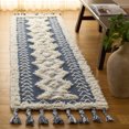 thumbnail image 1 of Safavieh Natura Ashlea Geometric Wool Runner Rug, Ivory/Blue, 2'3" x 8', 1 of 10