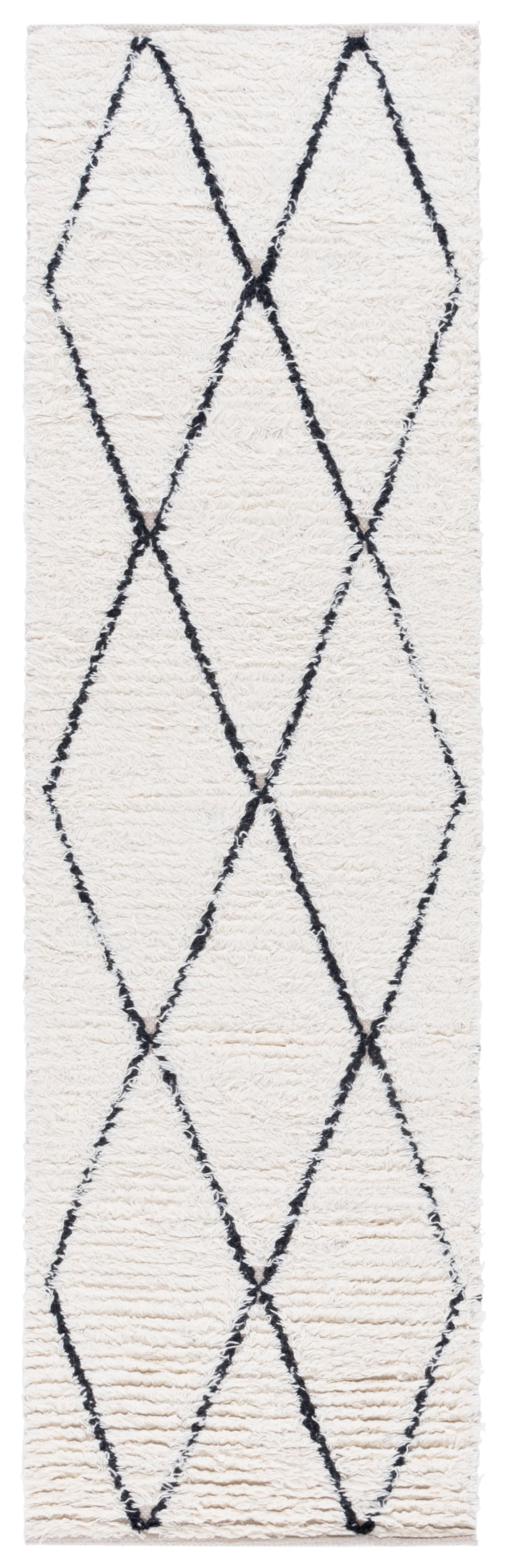 SAFAVIEH Natura Kuzman Geometric Wool Runner Rug, Ivory/Black, 2'3" x 8'