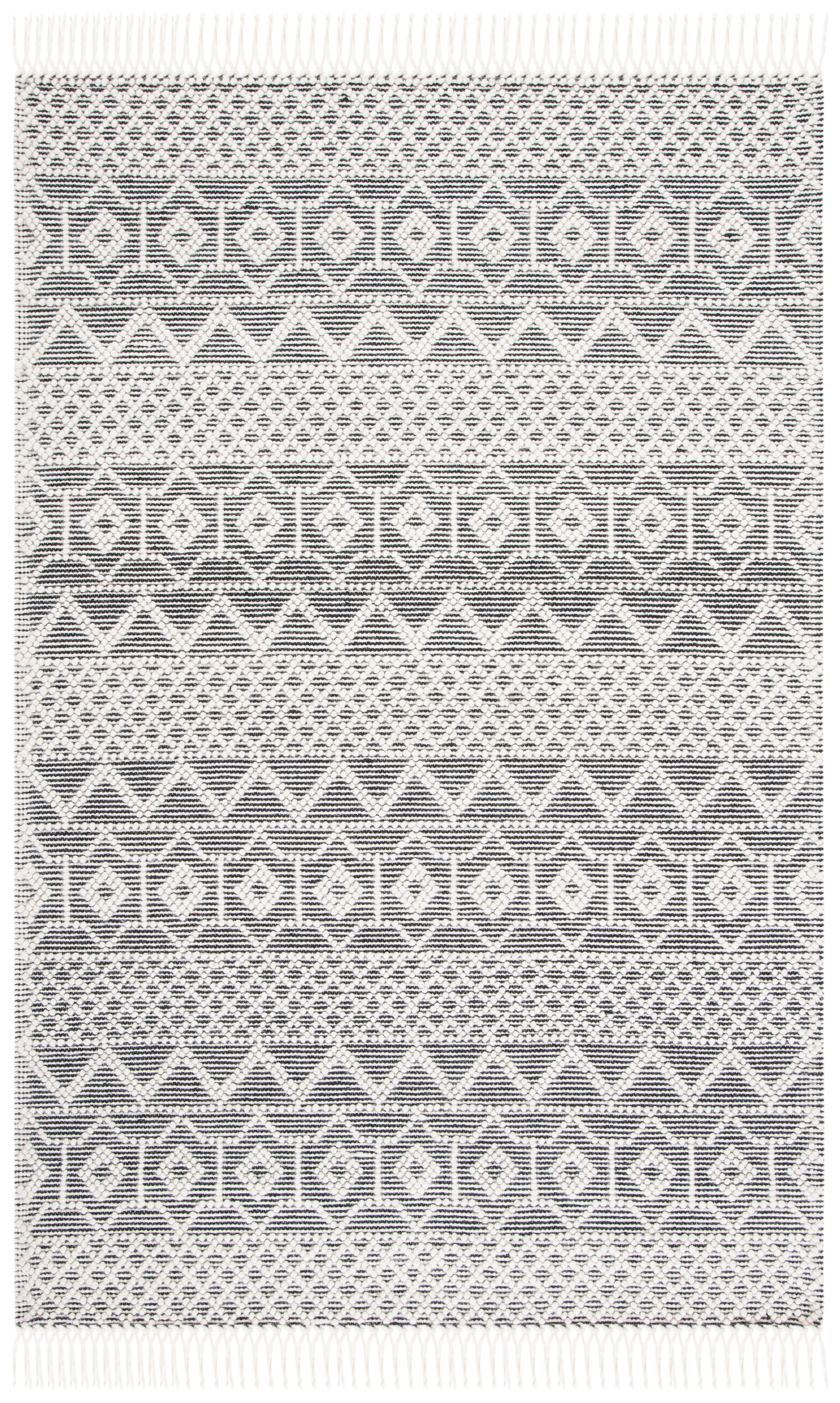 Natura Black and Ivory Wool 8' x 10' Handwoven Area Rug