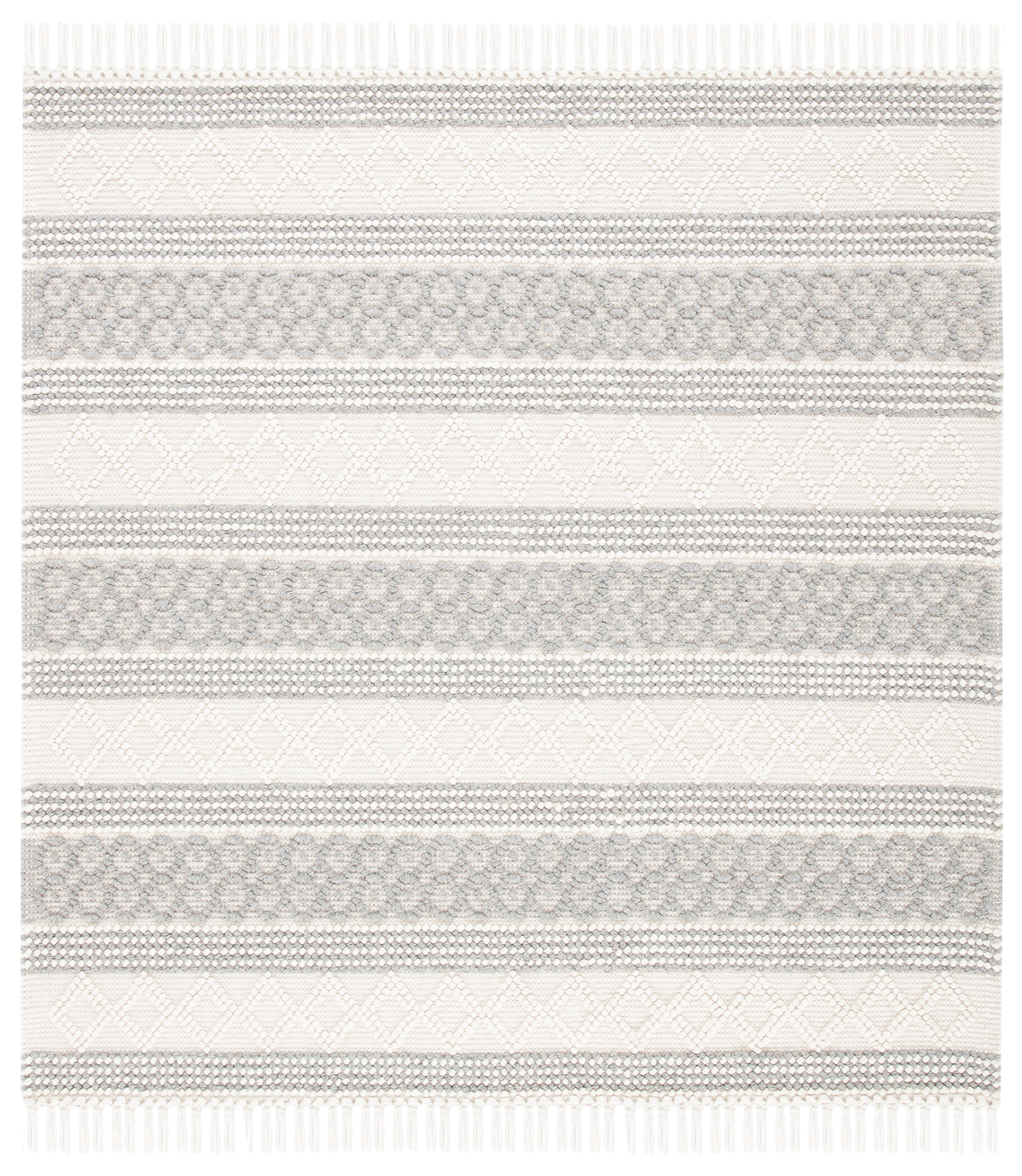 Hand-Tufted Reversible Gray Wool Square Rug, 6' x 6'