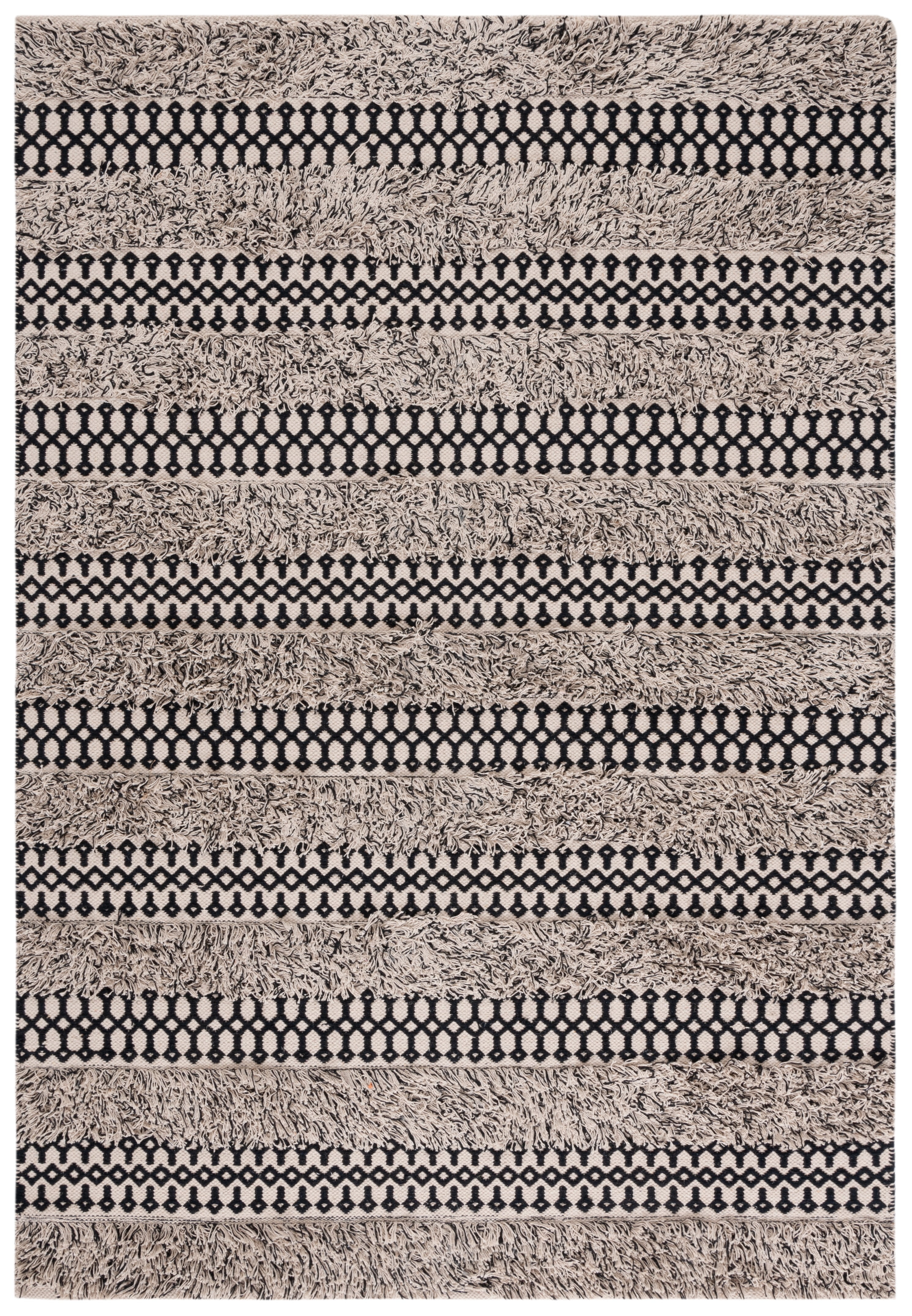 Natura Black and Ivory Flat Woven Cotton Area Rug