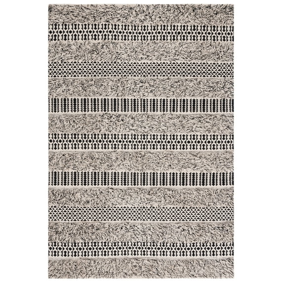 SAFAVIEH Natura Nadia Geometric Cotton Area Rug, Black/Ivory, 3' x 5'
