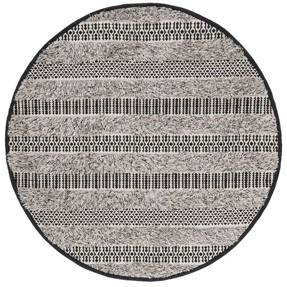 SAFAVIEH Natura Nadia Geometric Cotton Area Rug, Black/Ivory, 6' x 6' Round