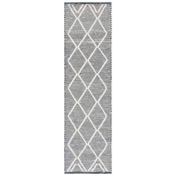 SAFAVIEH Natura Natasha Geometric Runner Rug, Navy/Ivory, 2'3" x 8'