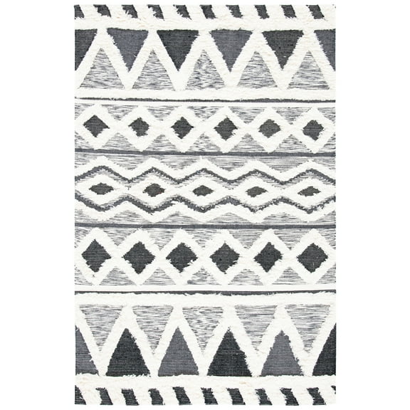 SAFAVIEH Natura Noirin Geometric Wool Area Rug, Ivory/Black, 5' x 8'