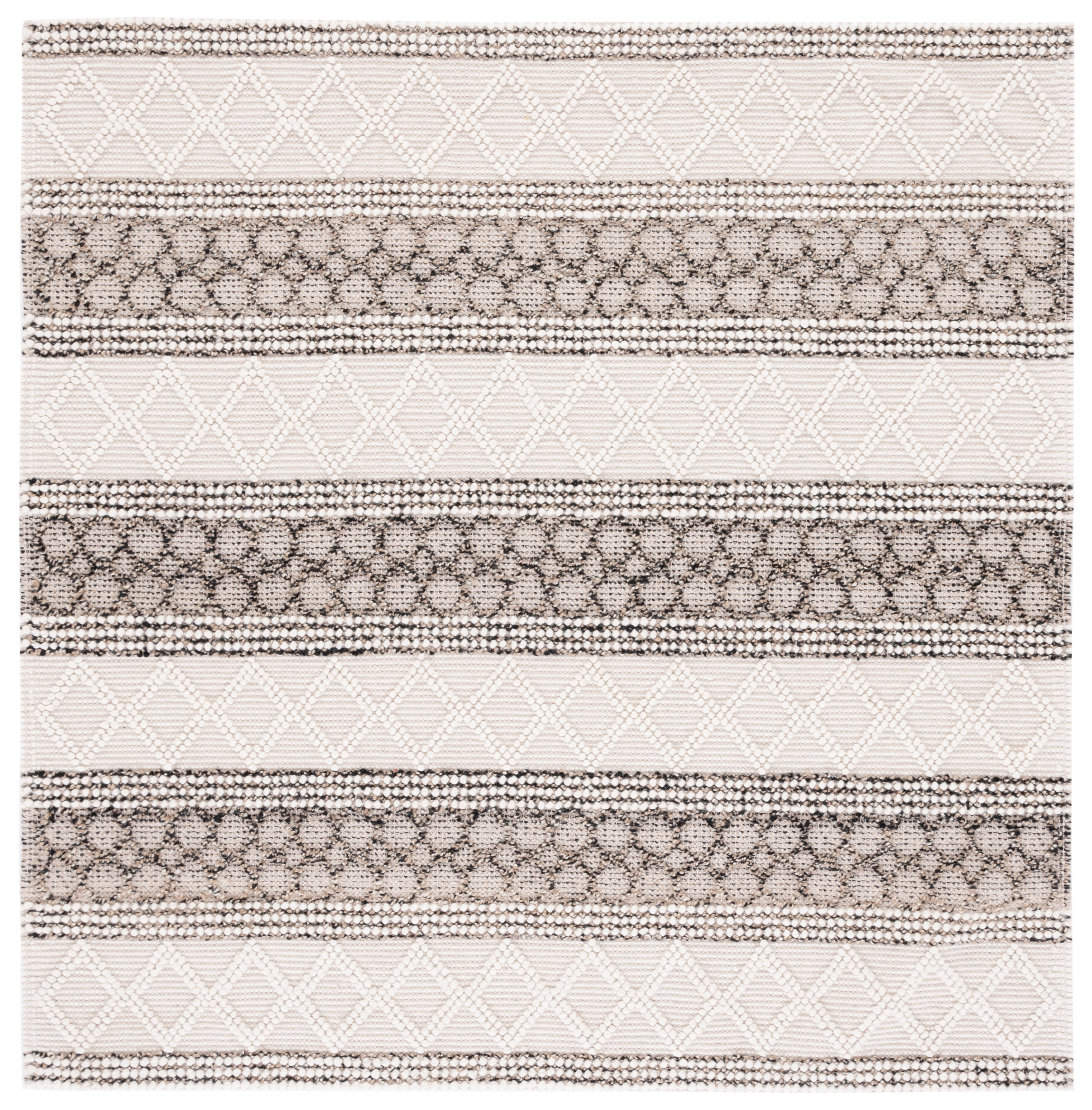 SAFAVIEH Natura Nurten Southwestern Area Rug, Ivory/Black, 6' x 6' Square