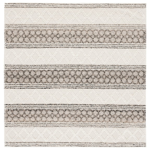 SAFAVIEH Natura Nurten Southwestern Area Rug, Ivory/Black, 6' x 6' Square