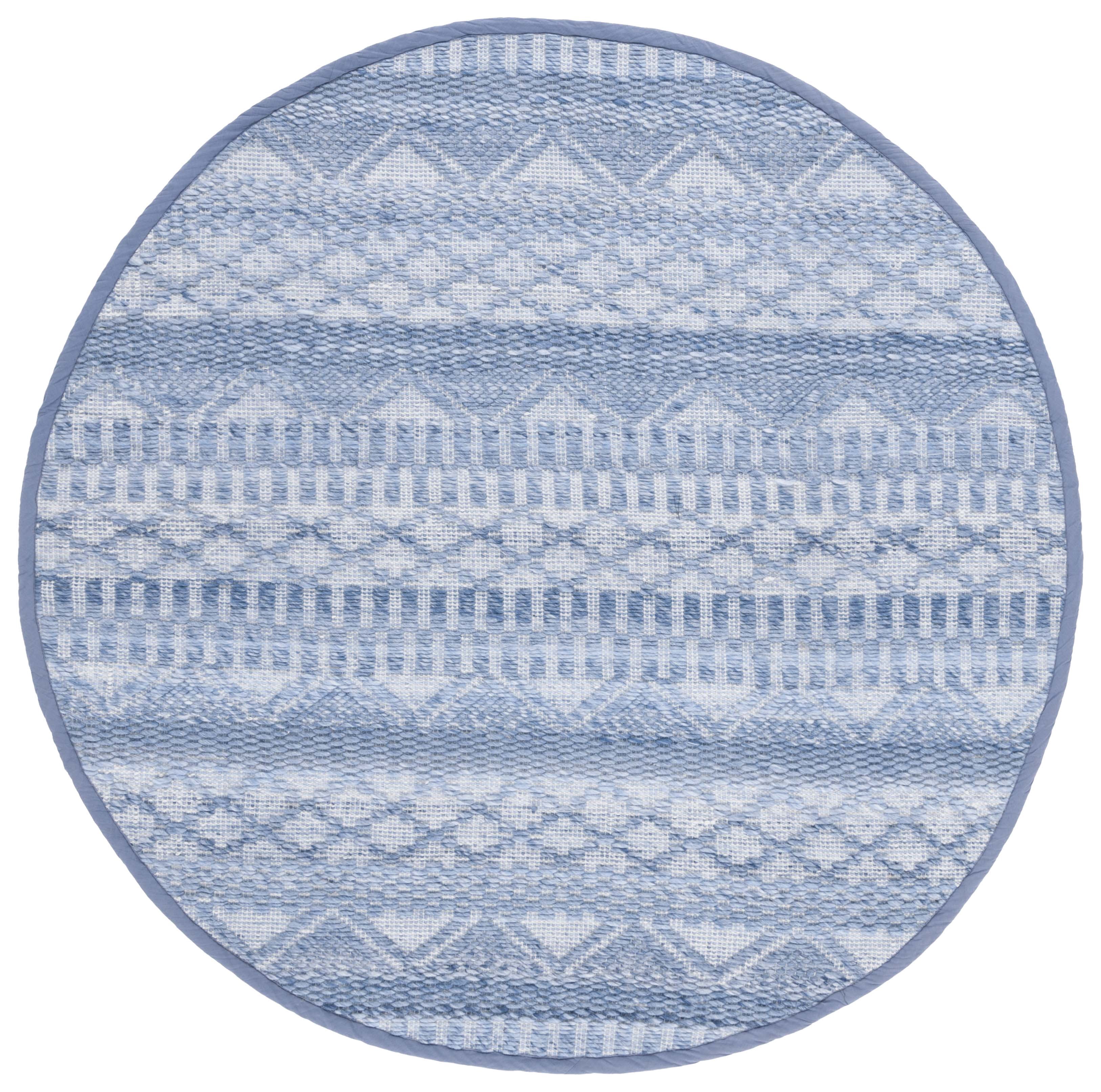 SAFAVIEH Natura Ognena Geometric Polyester Area Rug, Blue/Grey, 6' x 6' Round