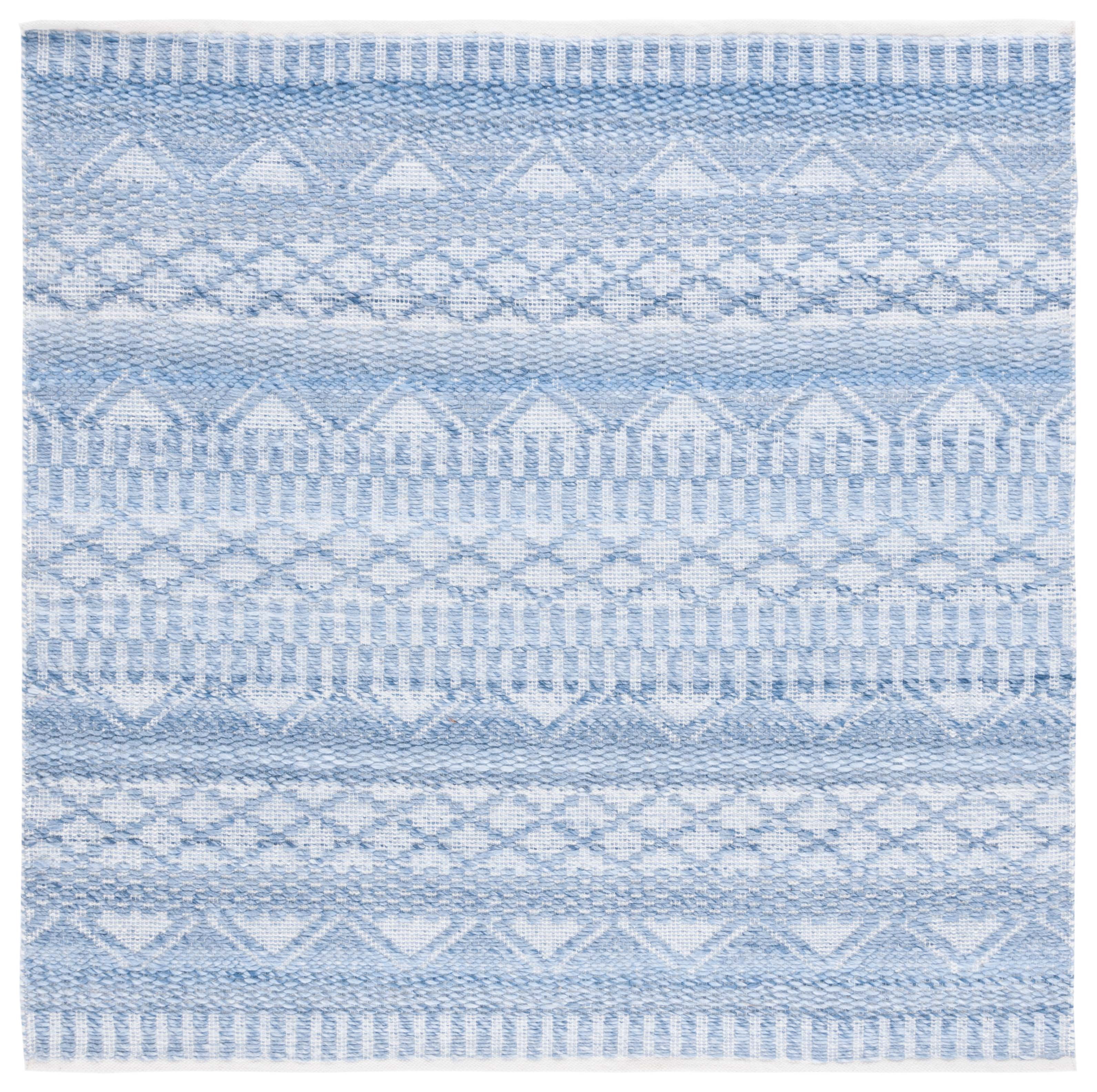 SAFAVIEH Natura Ognena Geometric Polyester Area Rug, Blue/Grey, 6' x 6' Square