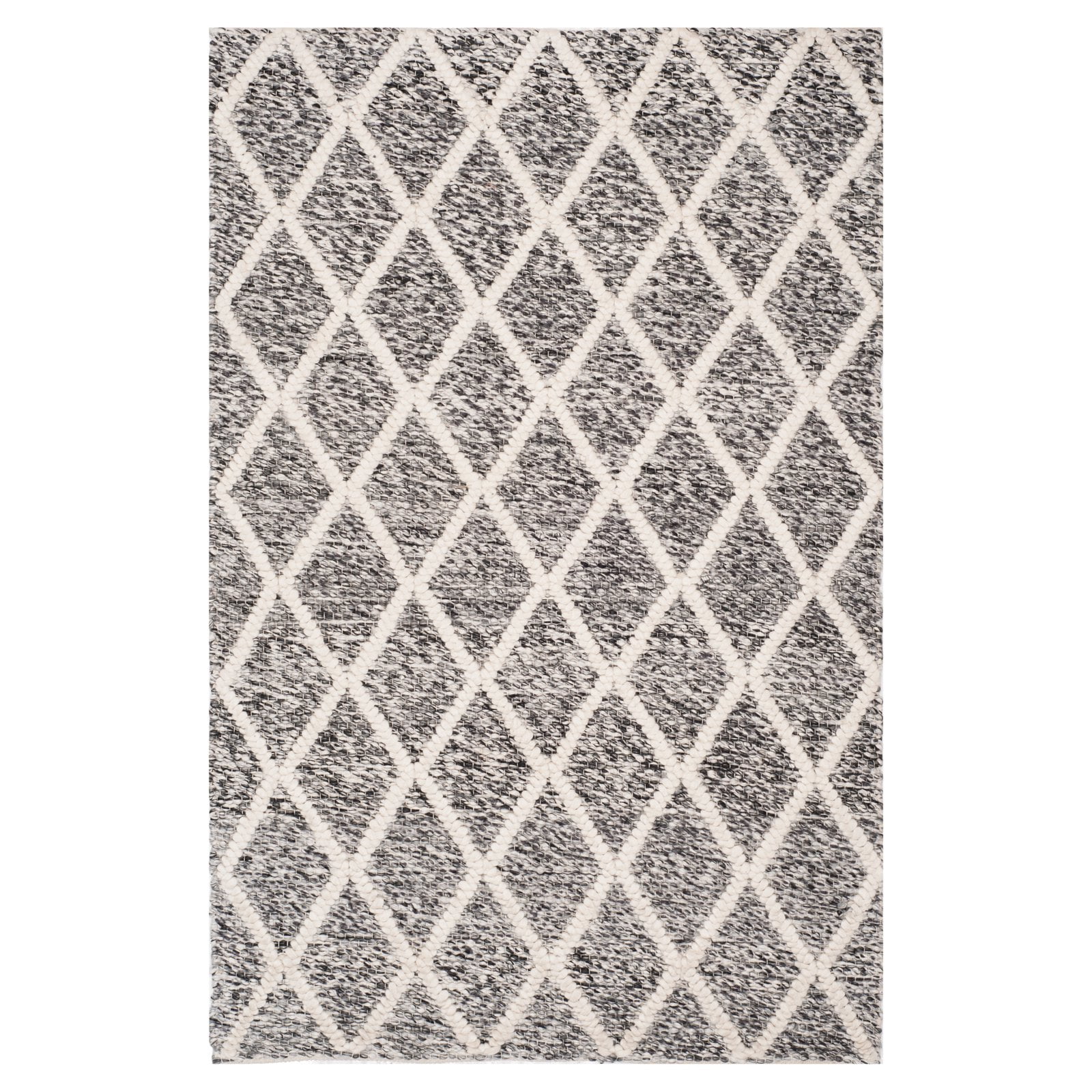 SAFAVIEH Natura Olgica Geometric Diamonds Area Rug, Ivory/Black, 4' x 6'