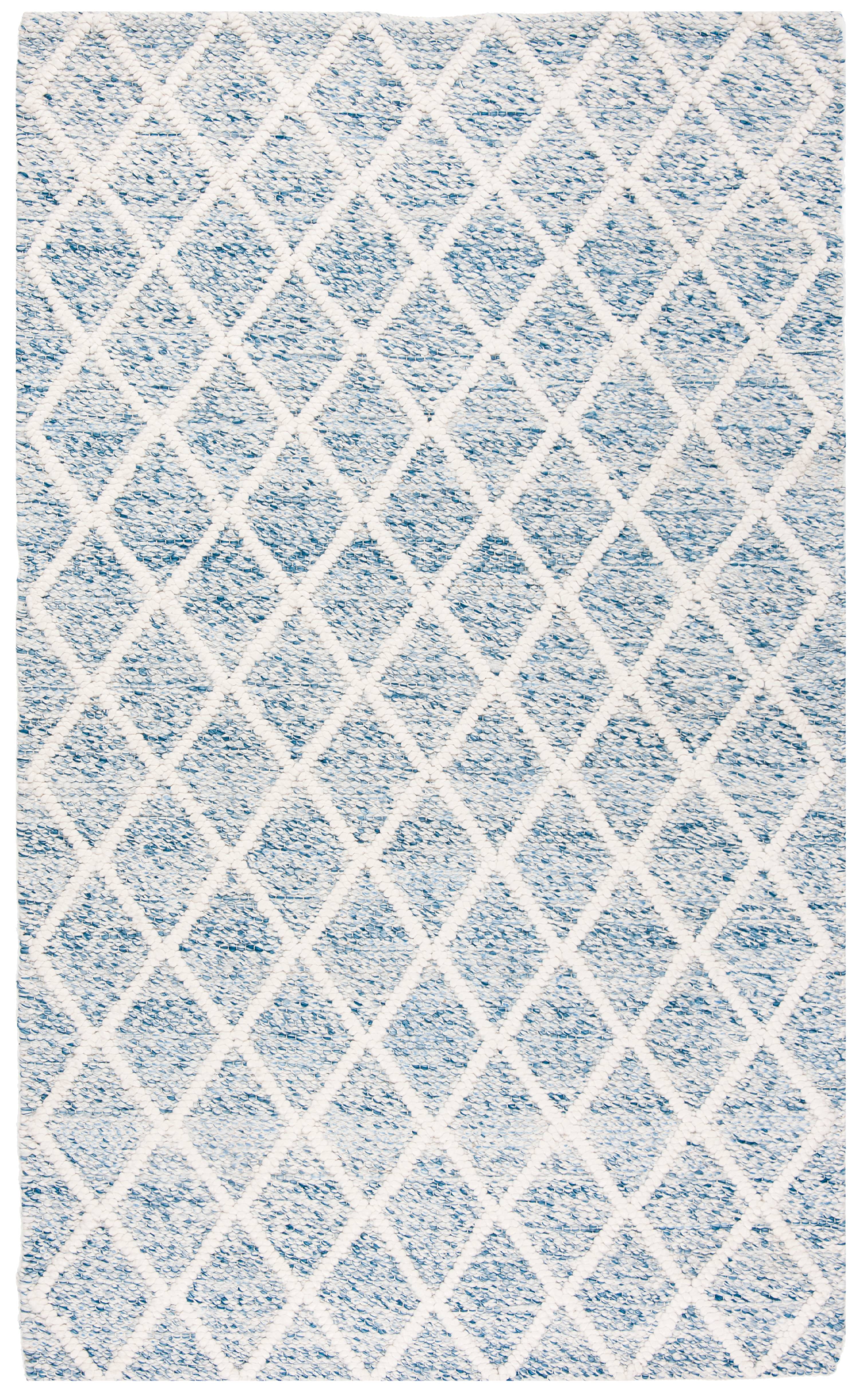 SAFAVIEH Natura Olgica Geometric Diamonds Area Rug, Ivory/Blue, 5' x 8'