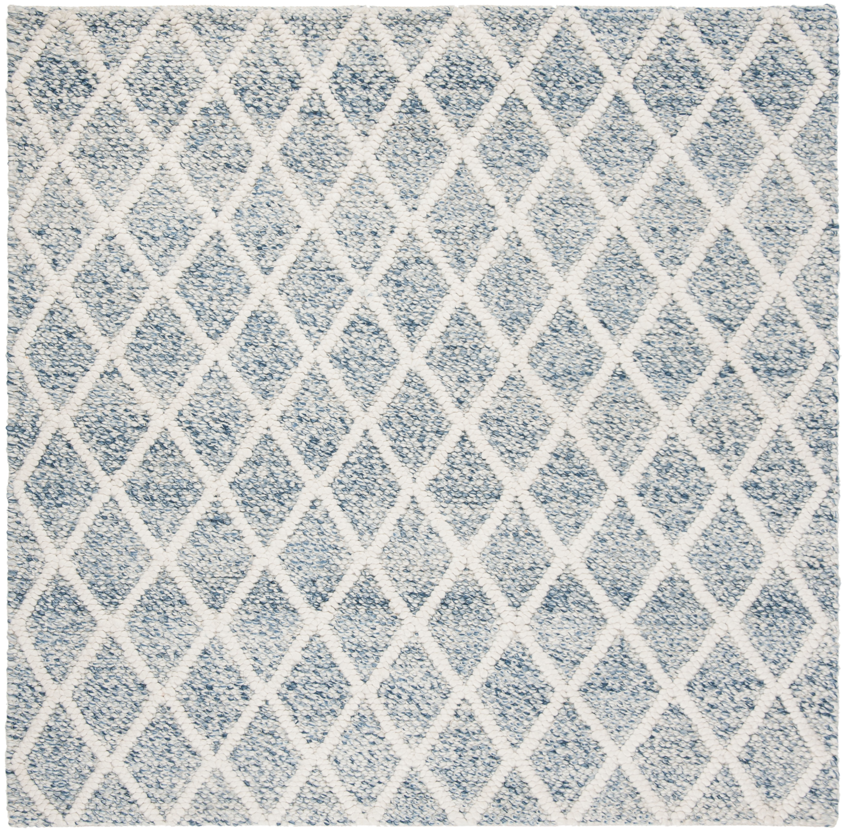 Coastal Charm Hand-Tufted Blue and Ivory Wool 6' Square Rug
