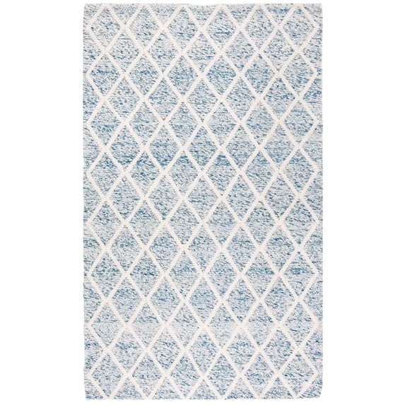 SAFAVIEH Natura Olgica Geometric Diamonds Area Rug, Ivory/Blue, 6' x 9'
