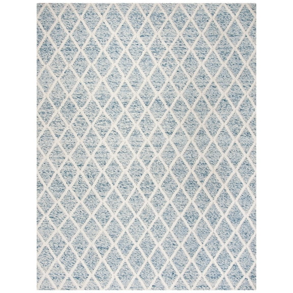 SAFAVIEH Natura Olgica Geometric Diamonds Area Rug, Ivory/Blue, 8' x 10'