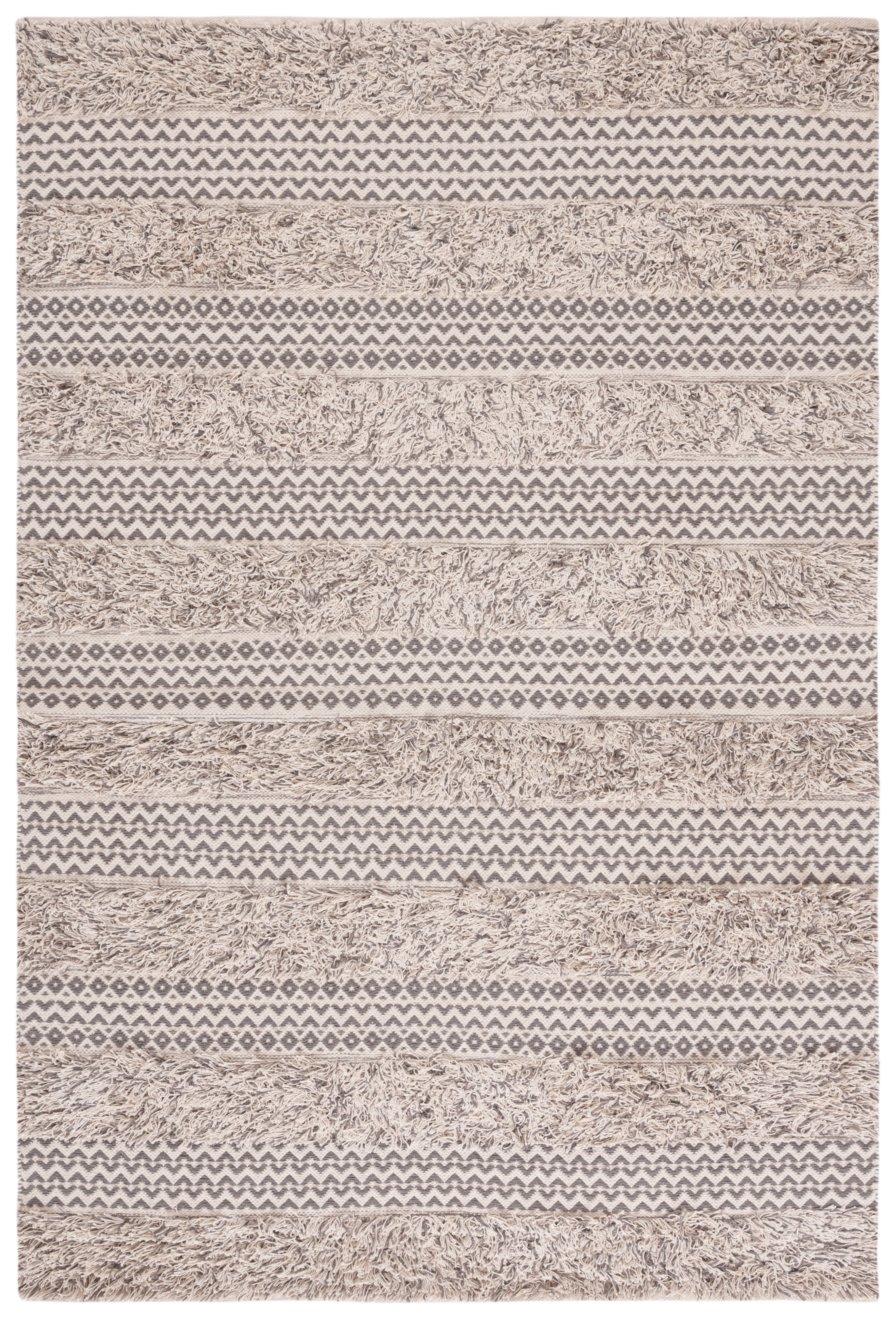 Handwoven Gray Cotton 4' x 6' Beach House Style Area Rug
