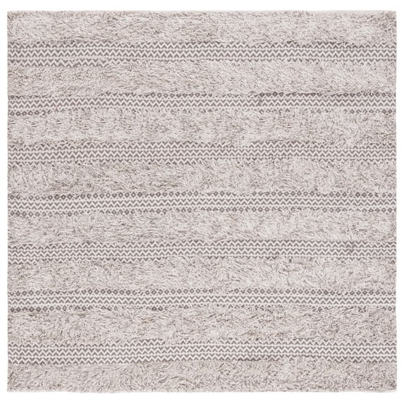 SAFAVIEH Natura Oralee Geometric Cotton Area Rug, Grey/Ivory, 6' x 6' Square