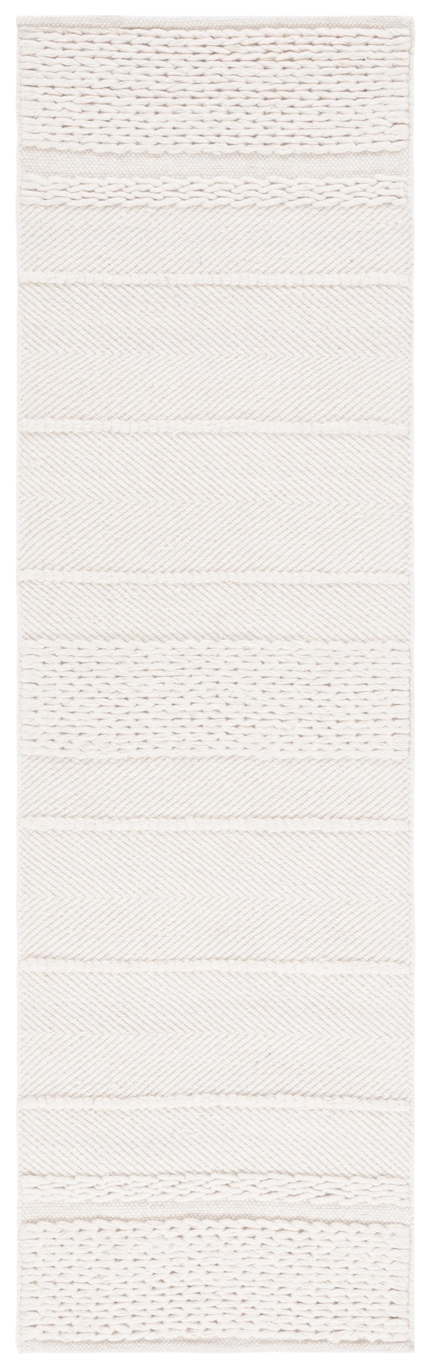 Ivory Hand Woven Wool Runner Rug, 2'3" x 8'
