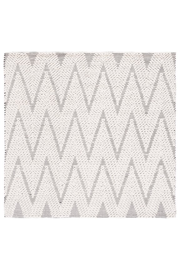 Natura Paula Zig-Zag Area Rug, Ivory/Black, 6' x 6' Square