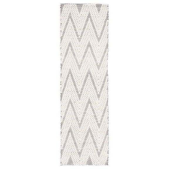 SAFAVIEH Natura Paula Zig-Zag Runner Rug, Ivory/Black, 2'3" x 8'
