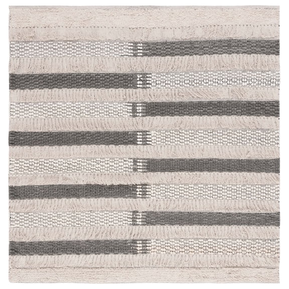 SAFAVIEH Natura Proinsias Striped Cotton Area Rug, Beige/Grey, 6' x 6' Square