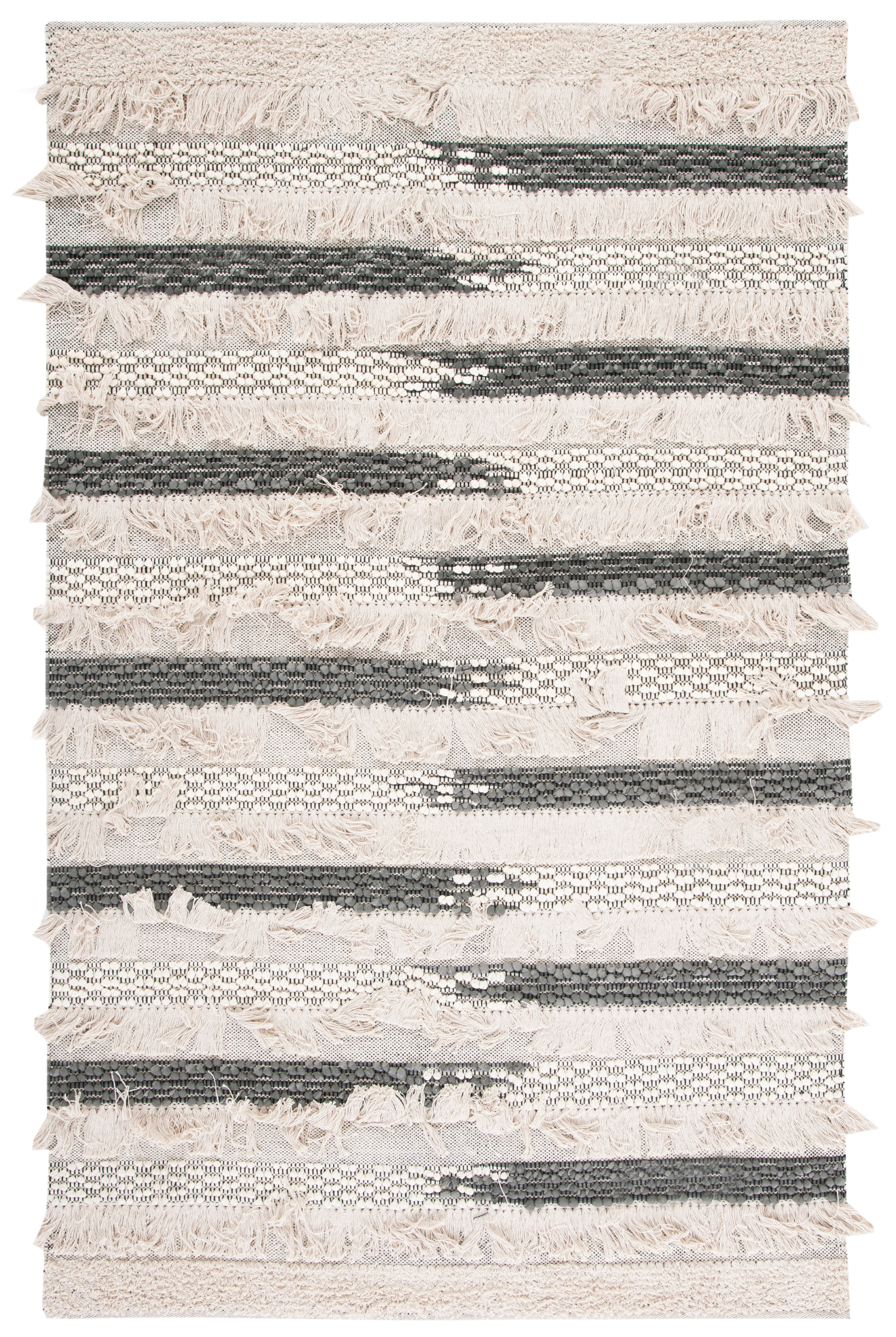 SAFAVIEH Natura Proinsias Striped Cotton Area Rug, Beige/Grey, 6' x 9'