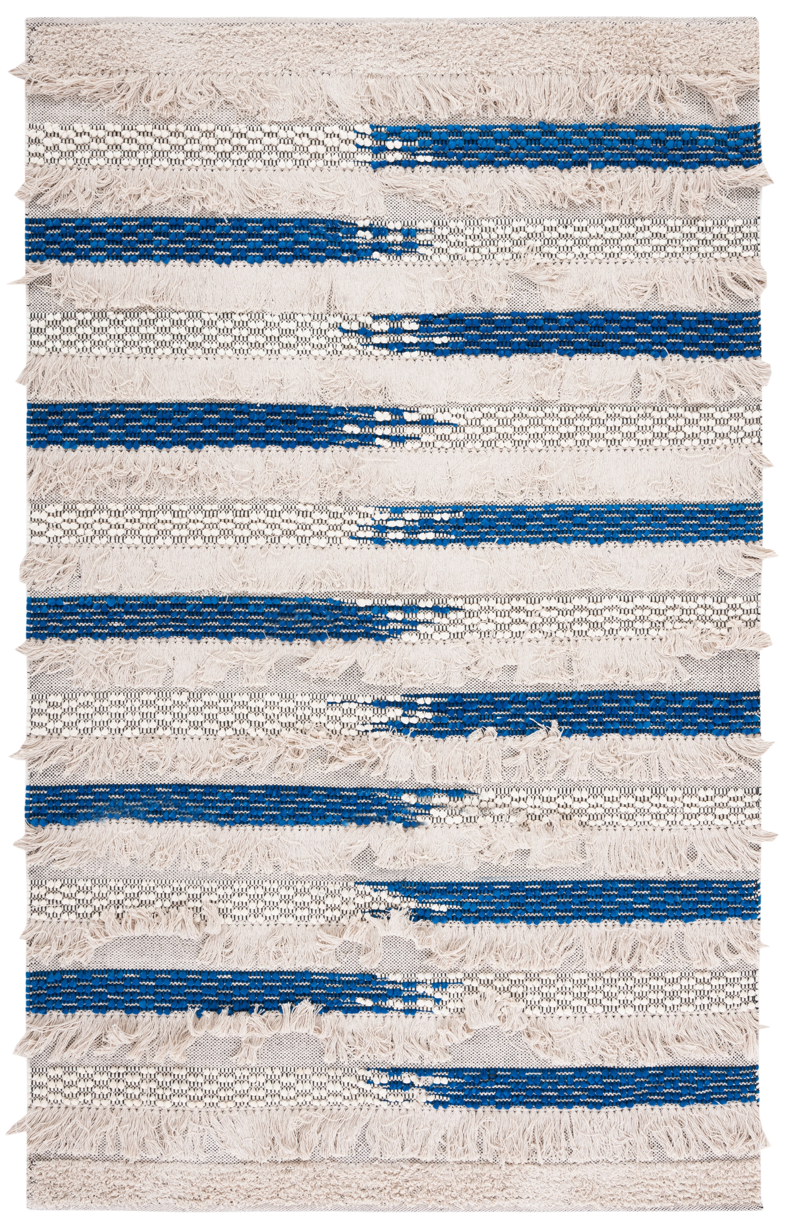 SAFAVIEH Natura Proinsias Striped Cotton Area Rug, Beige/Navy, 6' x 9'