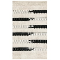 SAFAVIEH Natura Proinsias Striped Cotton Area Rug, Ivory/Black, 4' x 6'