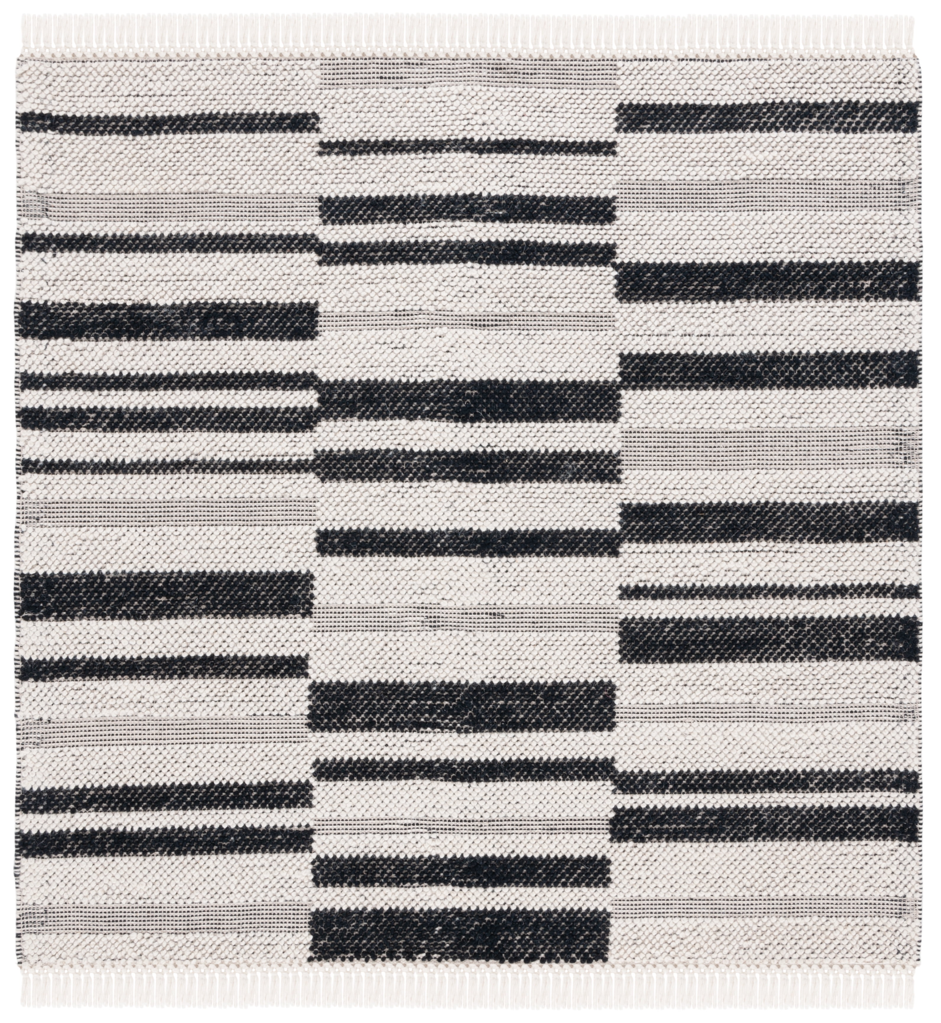 SAFAVIEH Natura Qendro Striped Area Rug, Ivory/Black, 6' x 6' Square