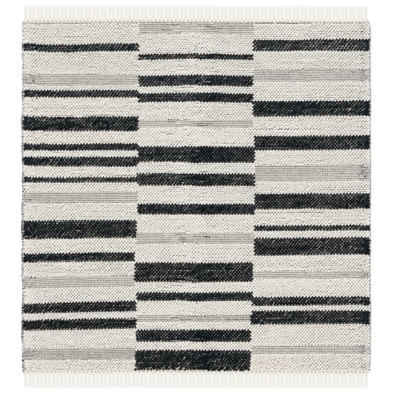 SAFAVIEH Natura Qendro Striped Area Rug, Ivory/Black, 6' x 6' Square