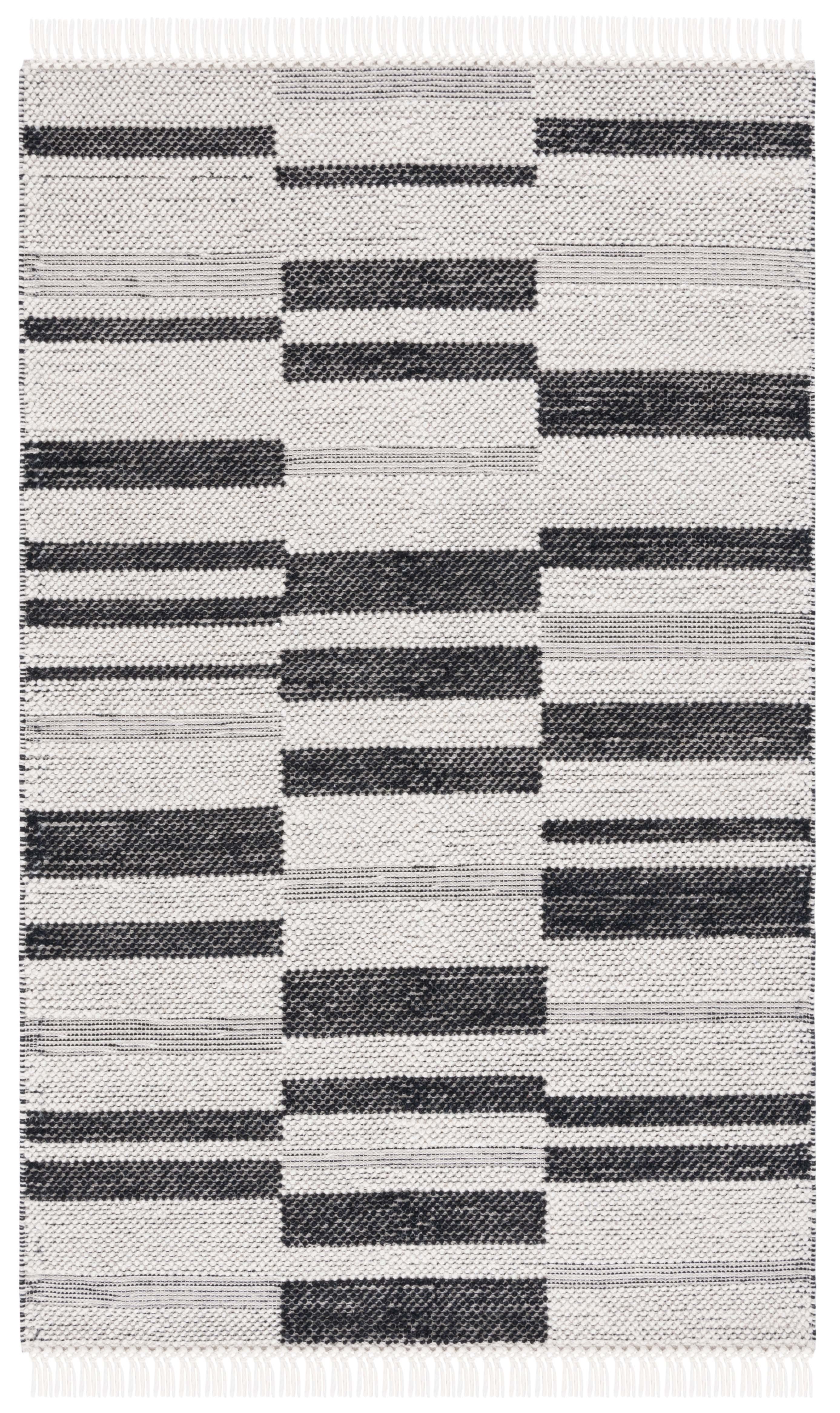SAFAVIEH Natura Qendro Striped Area Rug, Ivory/Black, 6' x 9'
