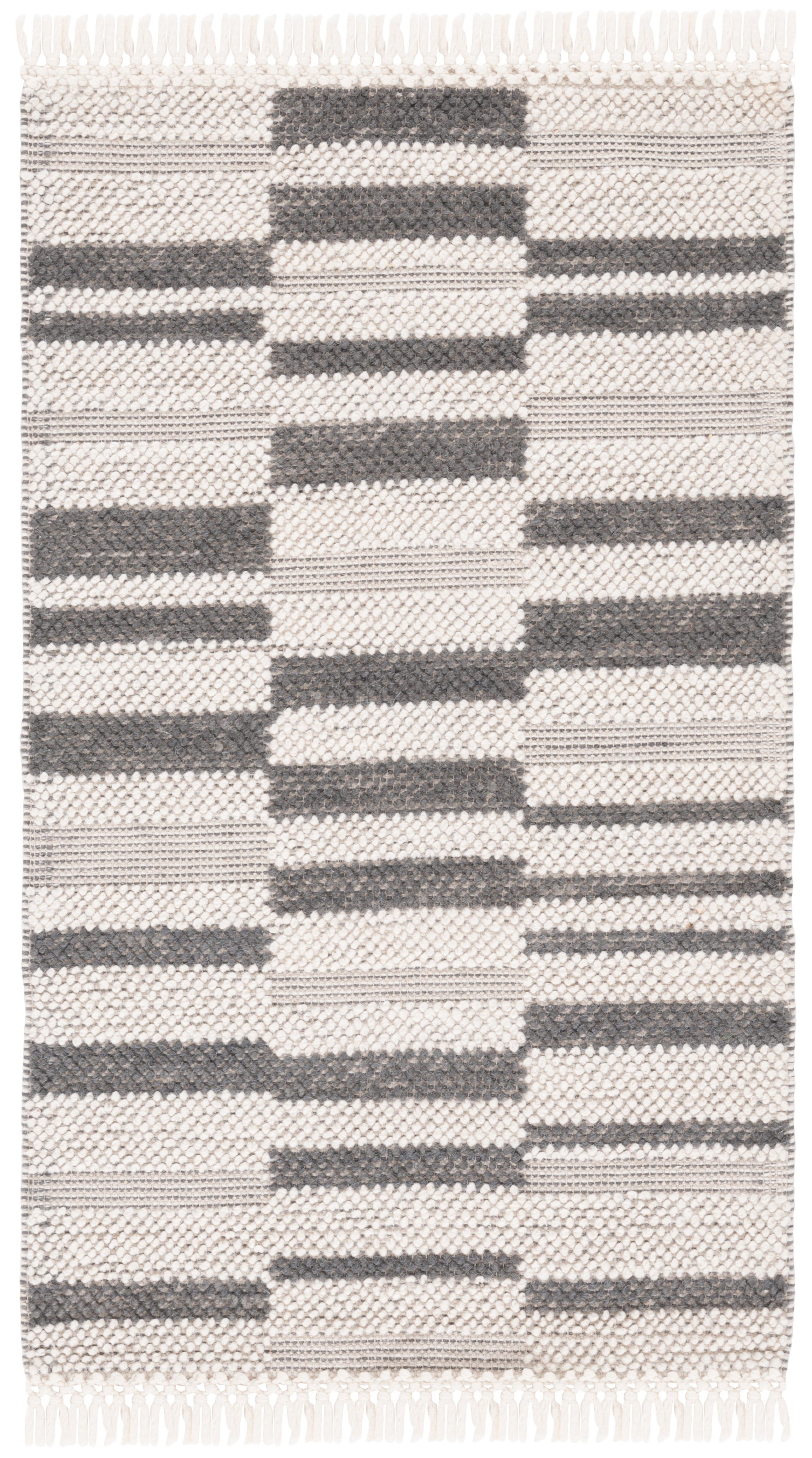 SAFAVIEH Natura Qendro Striped Area Rug, Ivory/Dark Grey, 3' x 5'