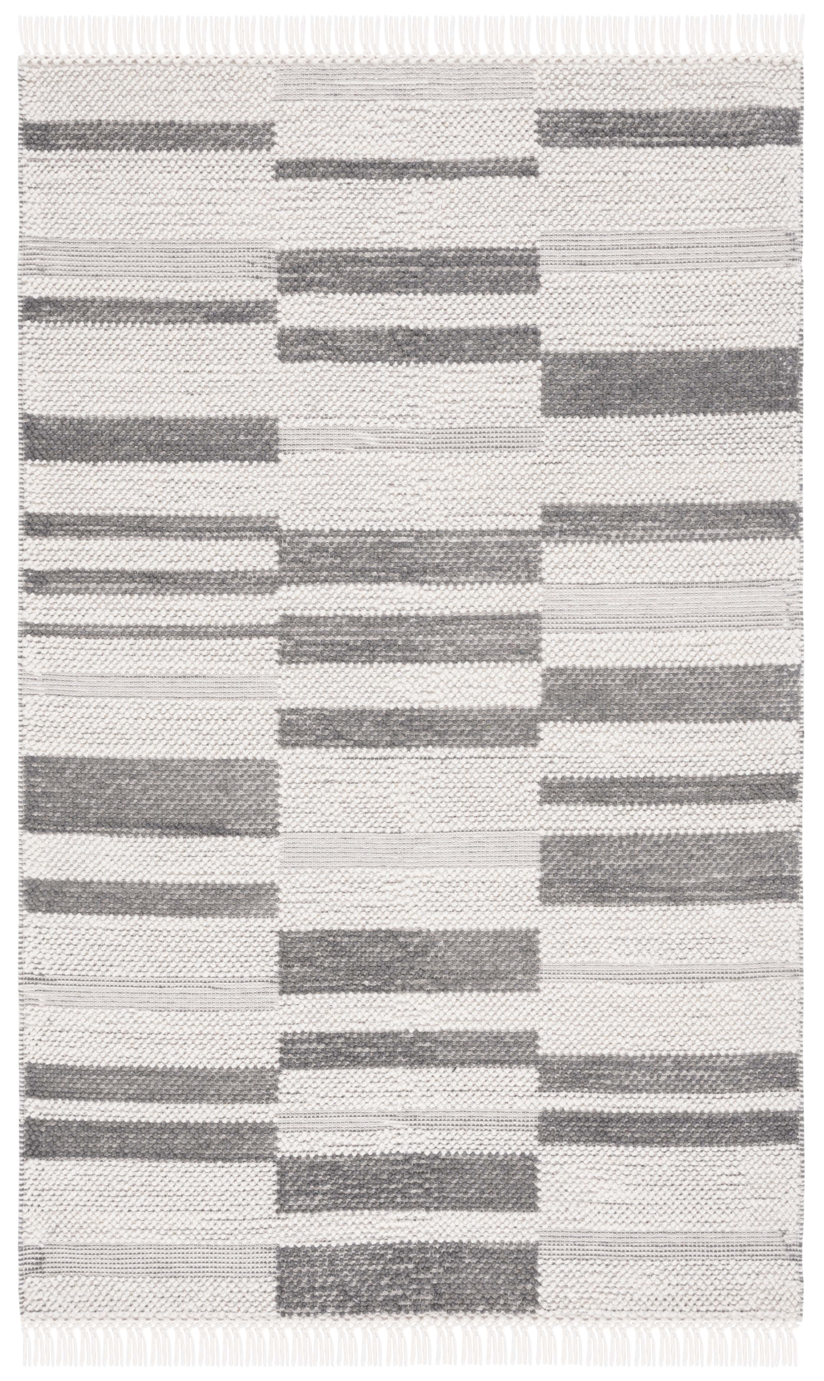 SAFAVIEH Natura Qendro Striped Area Rug, Ivory/Dark Grey, 5' x 8'